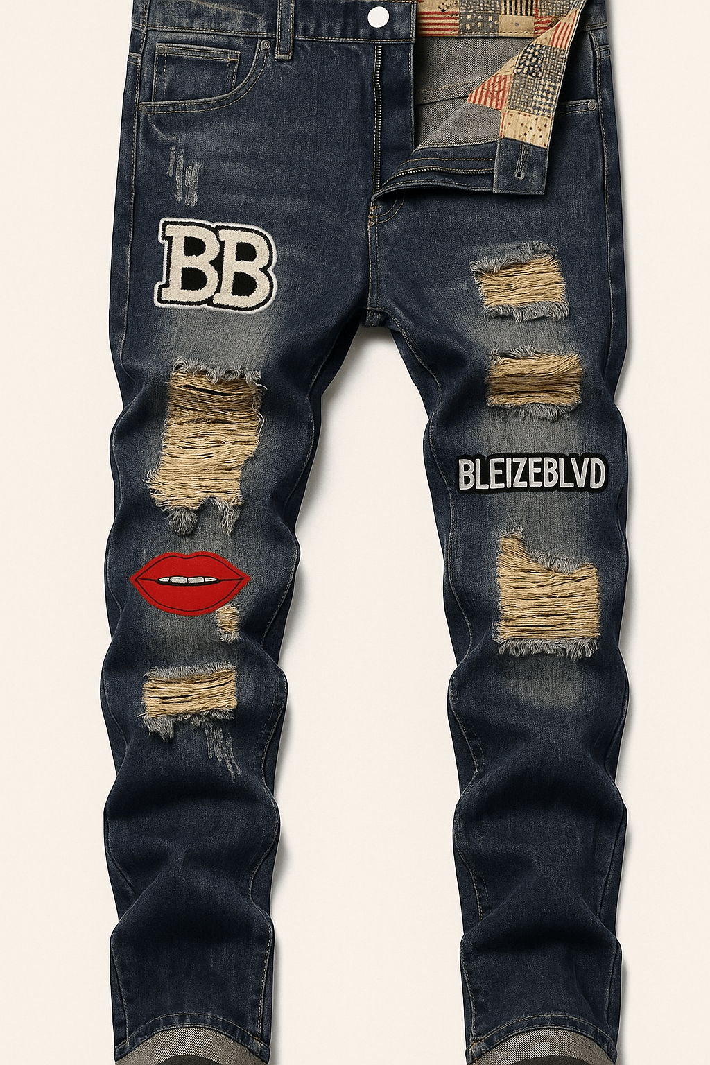 BleizeBlvd Distressed “BB Signature” Denim Jeans - BleizeBlvd