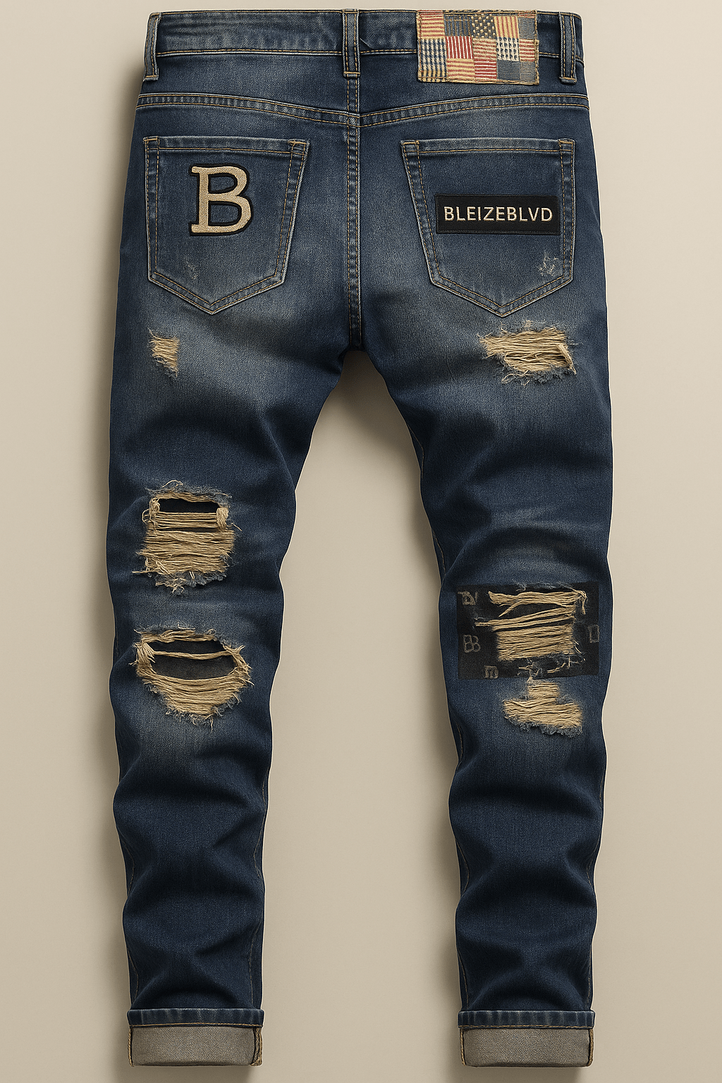 BleizeBlvd Distressed “BB Signature” Denim Jeans - BleizeBlvd